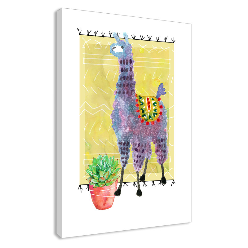 « jolie llama ii », art sur toile, H 36 po x l 24 po x P 1,5 po, Toile