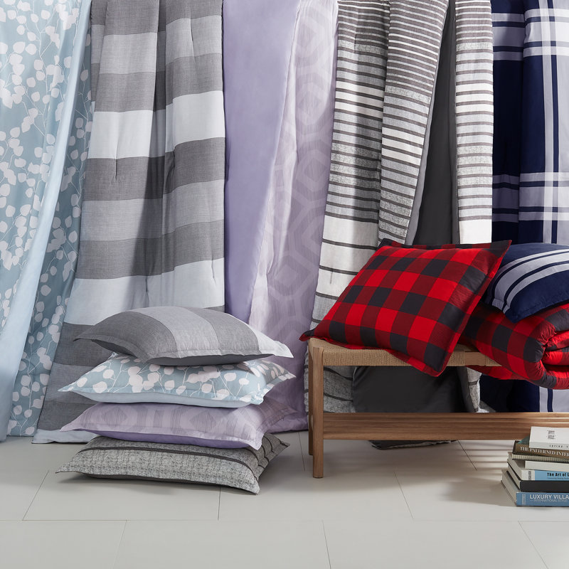 King Blue Microfiber Plaid Bed in a Bag Set