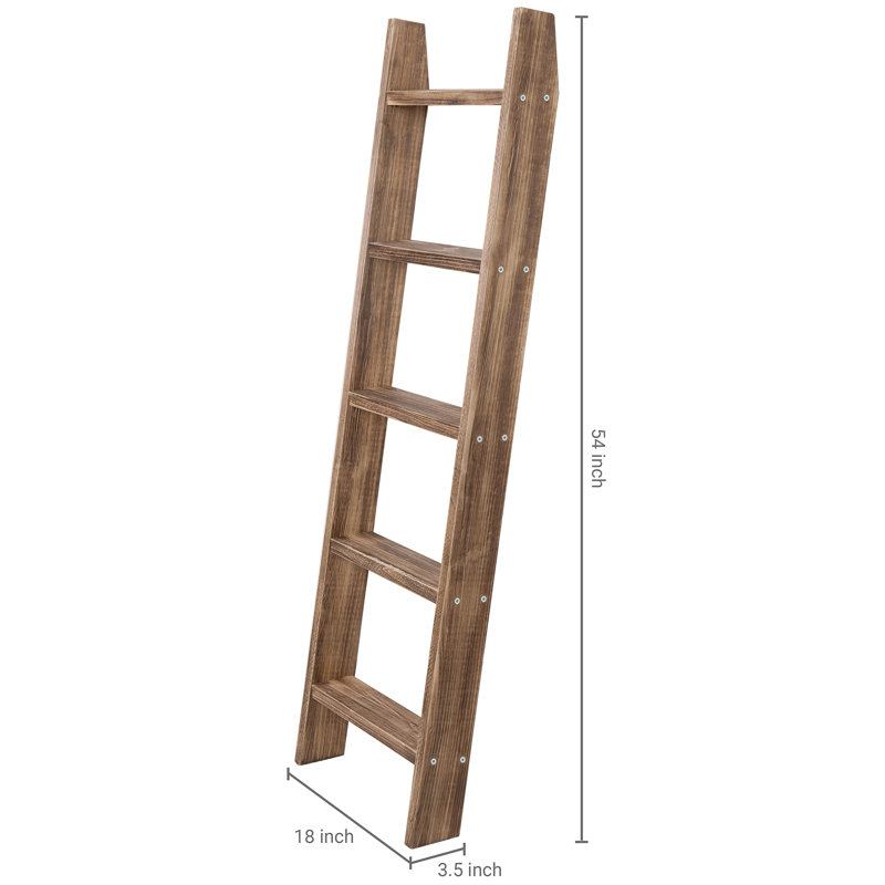 Échelle de couverture murale en bois 4,5 pi - 5 pièces, Brun