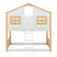 Lit superposé House avec toit, fenêtre, boîte de fenêtre, porte, avec barrières de sécurité et échelle-1790005618