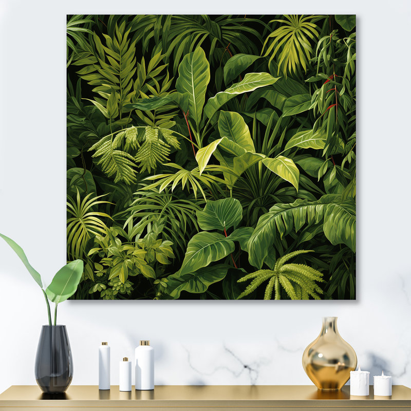 Rainforest Jungle Plants Landscape 1 - Art mural en métal Jungle, H 29 po x l 29 po