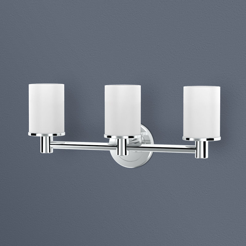 Latitude II Wall Mounted 3-Light Fixture with Frosted Shades / Triple Sconce, Chrome