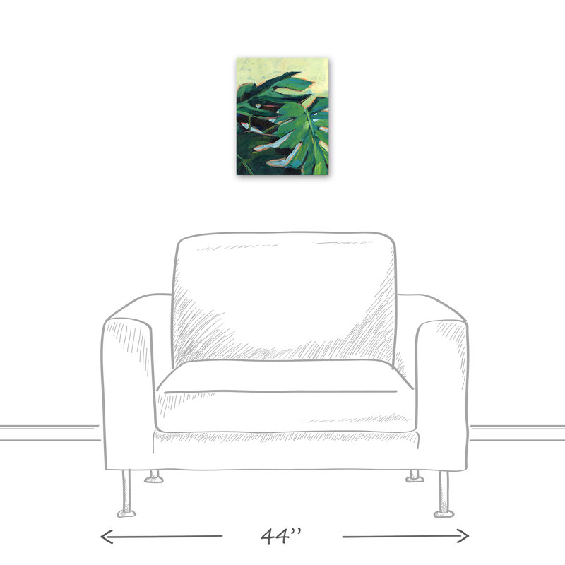 Grandes feuilles sur toile, H 14 po x l 11 po x P 1,25 po