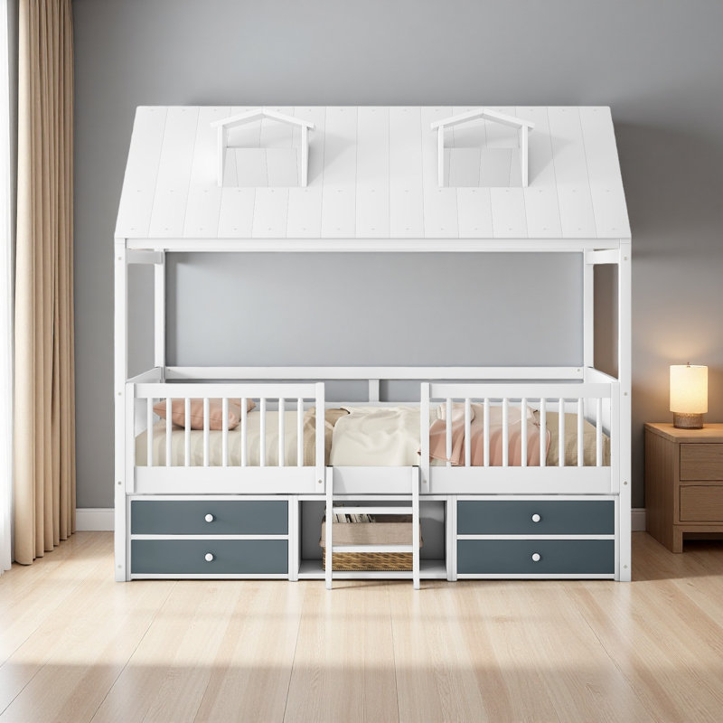 Cadre de lit Bed House, Lit double, Blanc