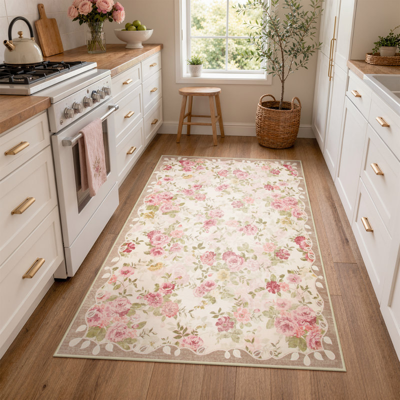 Tapis à motif floral Kaldi, Beige, Rectangulaire 3 pi x 5 pi