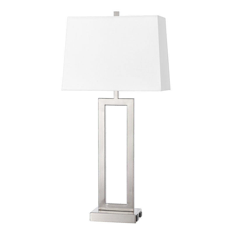 28.5 Metal Single Table Lamp, Silver, White