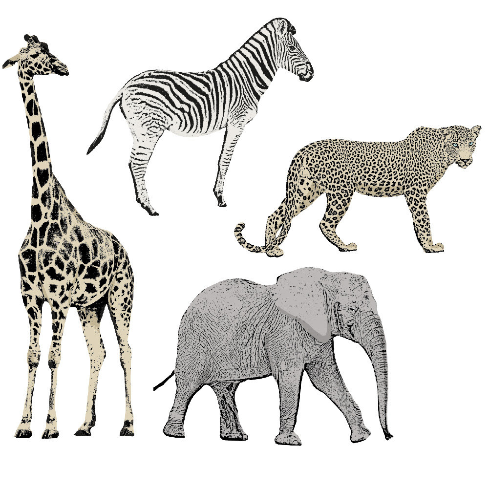 Safari Animals Removable Wall Decals (Set of 2) Indigo Safari