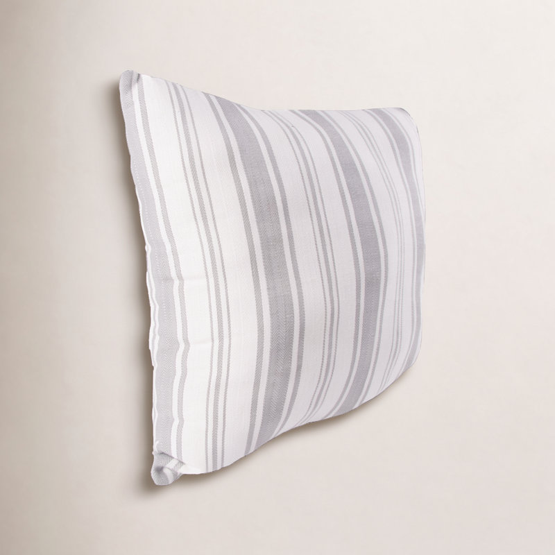 Savannah Stripe Woven Square Throw Pillow, Gray