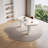 Abishan 65.98" Irregular Dining Table Modern Cream White Indoor Kitchen Table with three Legs ,Modern Executive Desk,Work Desk