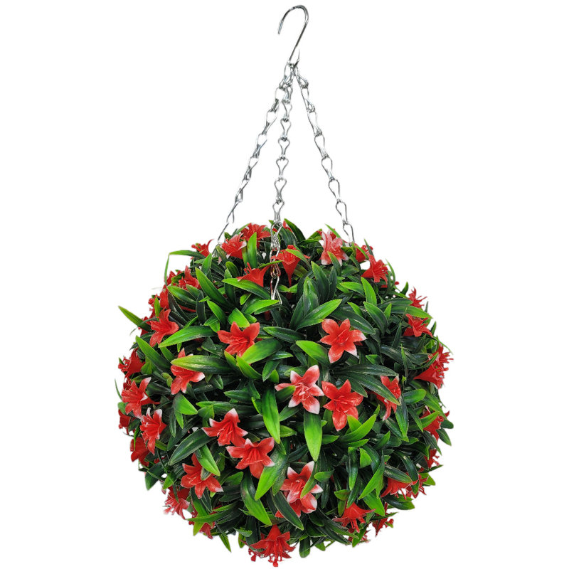 Faux Plant, 28cm H x 28cm W x 28cm D, Red