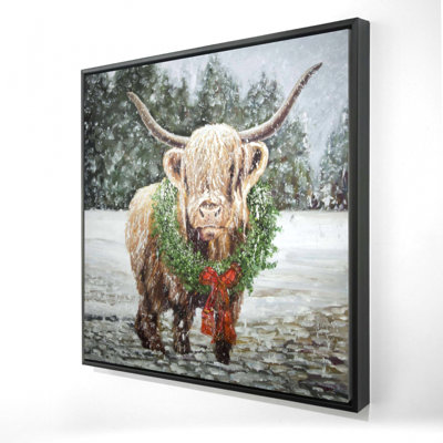 «Highland Christmas Cow» sur toile