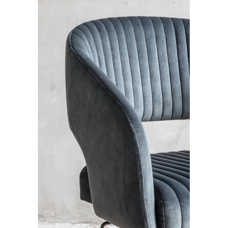 Fairmont Park Araceli Velvet Office Chair, Charcoal, Chrome