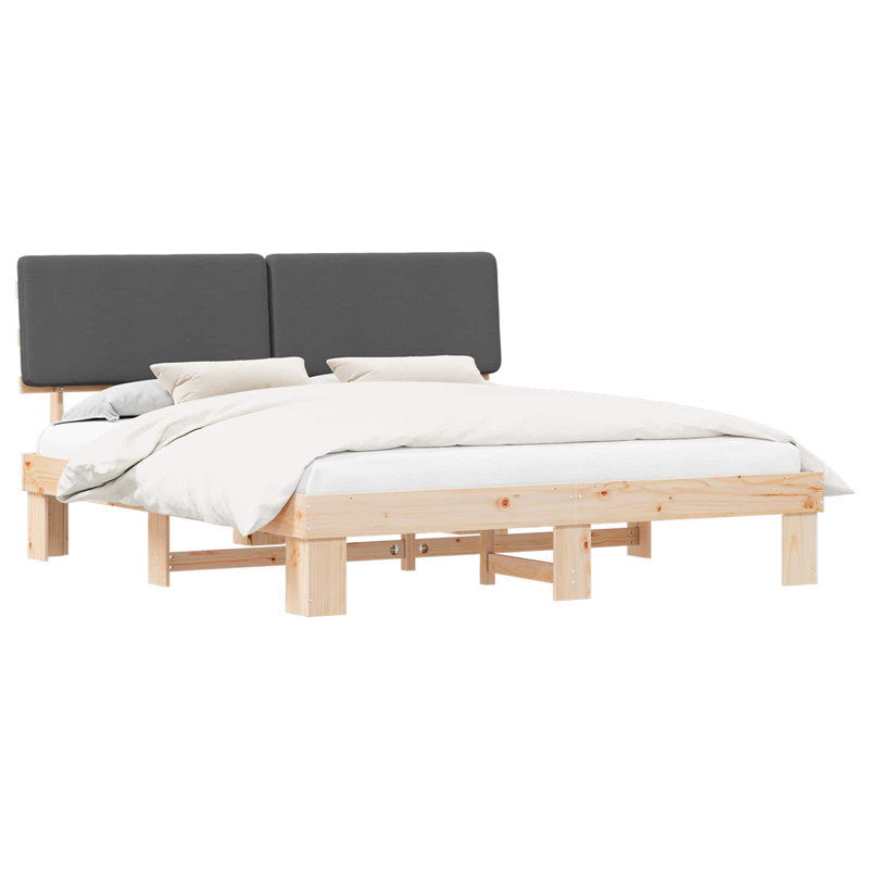 Super King (6') Solid Wood Bed Frame, Natural/Dark Grey