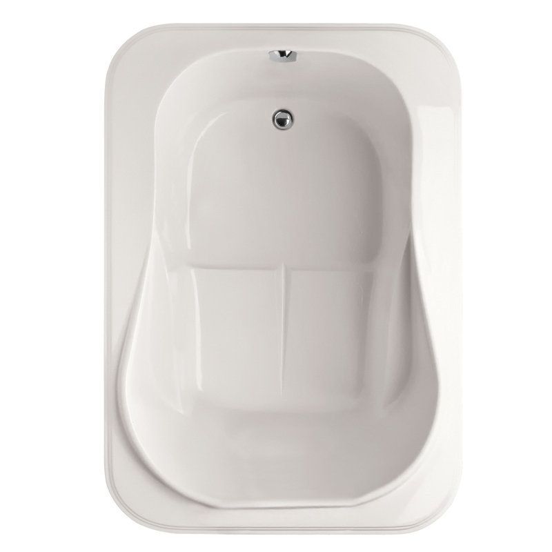 Cassi 60'' x 42'' Air Acrylic Bathtub, White, Satin Brass