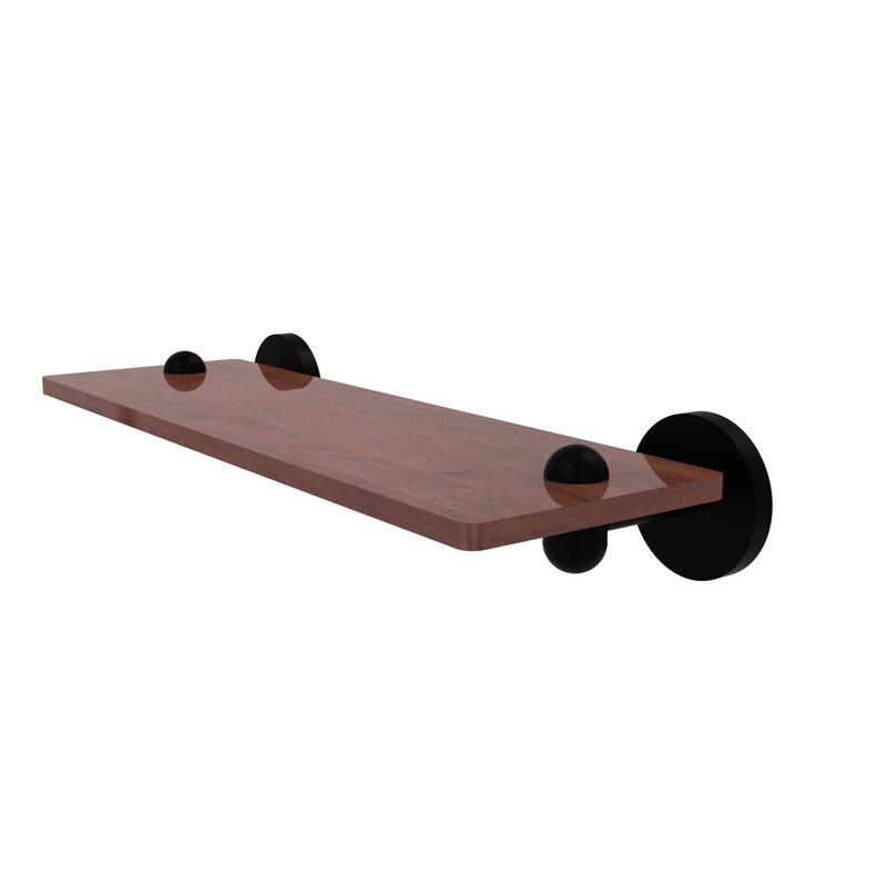 Tablette murale unie bois ironwood Itzhak, Noir mat, H 2,5 po x l 16 po x P 5 po