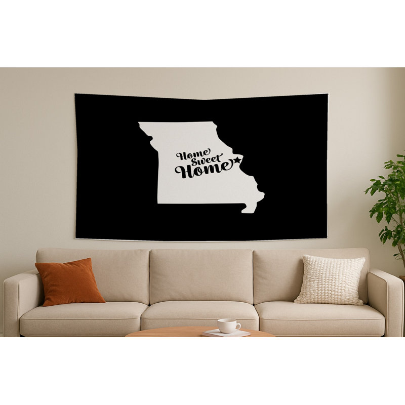 Doux foyer Saint-Louis — Silhouette de l'État du Missouri — Tapisserie murale tissée de paysage, H 26 po x l 36 po