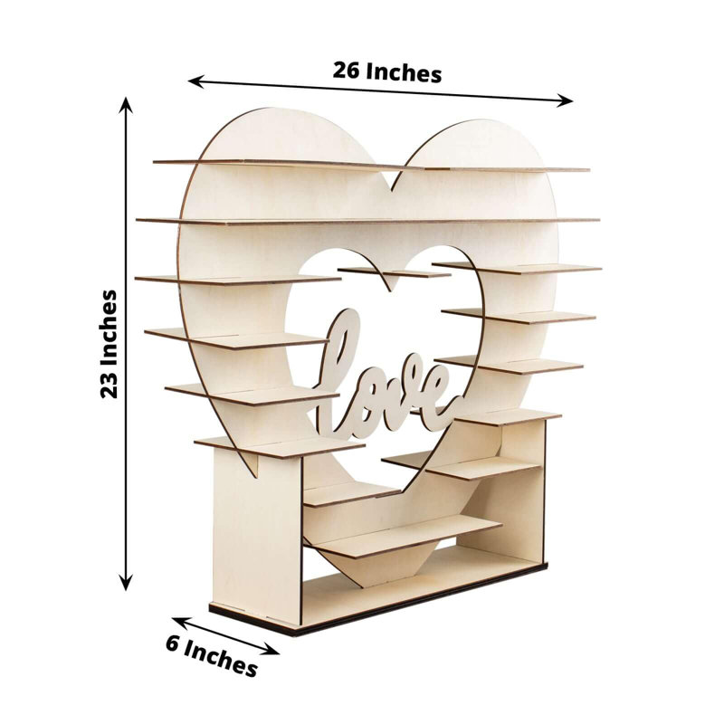 26" Heart Shaped 8-Layer Double Sided Wooden Dessert Display Stand