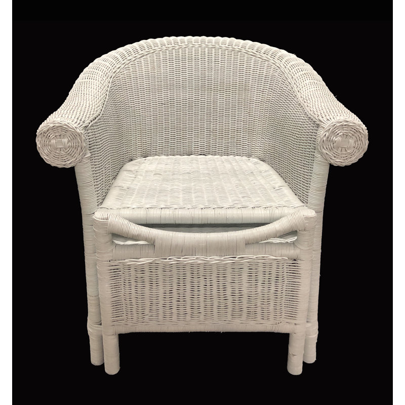 Chaise d'appoint en rotin avec repose-pieds