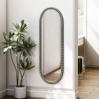 Miroir ovale en fer de style rétro, aspect antique pour la chambre à coucher et le salon - Décoration de chambre argentée