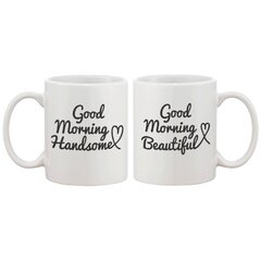 Pfaltzgraff Good Morning Handsome and Beautiful Mugs (Set of 2) White