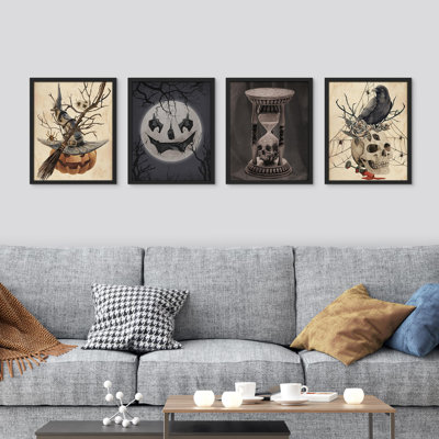 " Easter Halloween With Hat Skeleton Cat Pumpkin " 4 - Pieces