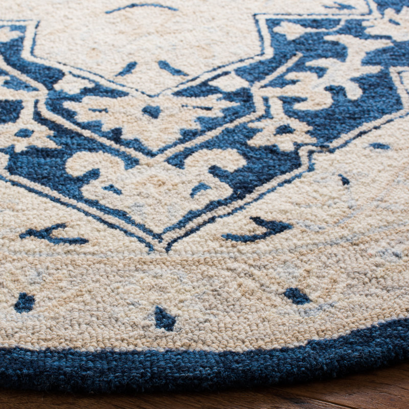 Tapis oriental en laine et coton touffeté à la main Danielburnham, Rond 5 pi