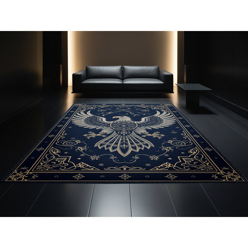 Machine Washable Orys Classic Oriental Rug in Blue – Navy Binding, 2 x 3