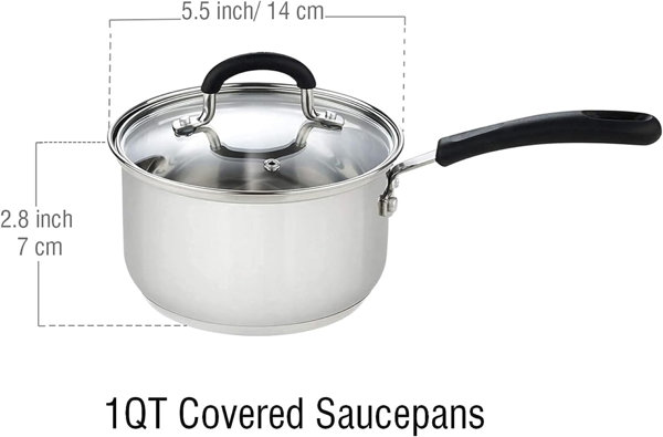 Sauce Pan Sets, Saucepans with Lids, 1Qt & 2Qt Sauce Pan with lid, Nonstick Saucepan  Set, Sauce Pot with Silicone Handle 