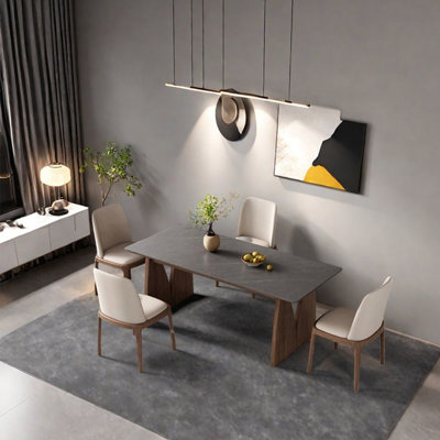 Sintered stone rectangular dining table set