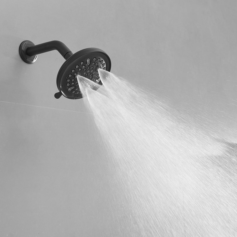 Robinet de douche à pluie simple à une poignée et 9 jets avec soupape d'équilibre de pression Noir mat (valve incluse)