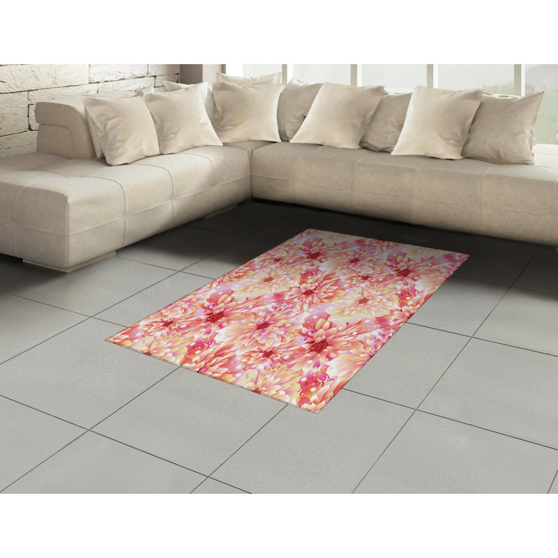 Tapis décoratif rose à haute densité de fibres longues en polyester, Rectangle— 4 pi x 5 pi 8 po