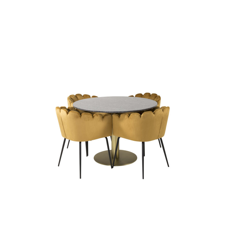 Monticello 4 - Person Dining Set, Gold