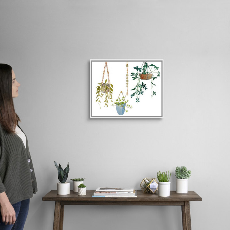 «Hanging Greens I», art mural sur toile, H 18 po x l 22 po, Toile avec cadre blanc