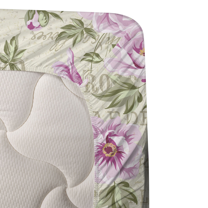 Ambesonne Watercolor Botany Sheet Set 4 Pcs Retro Boho Bloom, King Sheet Set with 2 Pillowcases