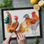 Planche à découper en verre 3 mm CounterArt Whimsical Roosters 15 po x 12 po