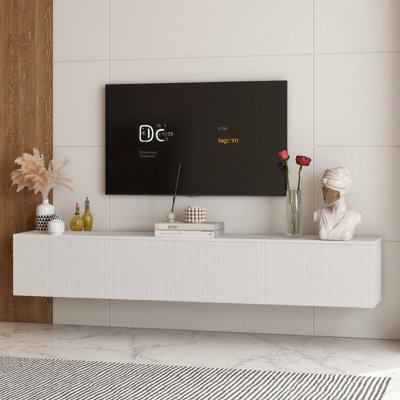 Elegant 69" Black Floating TV Stand with 16-Color LED Lights – Modern Wall-Mounted Entertainment Center for 55-65 Inch TVs