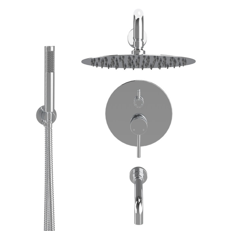Système de douche complet à double fonction Calder avec valve brute, Chrome