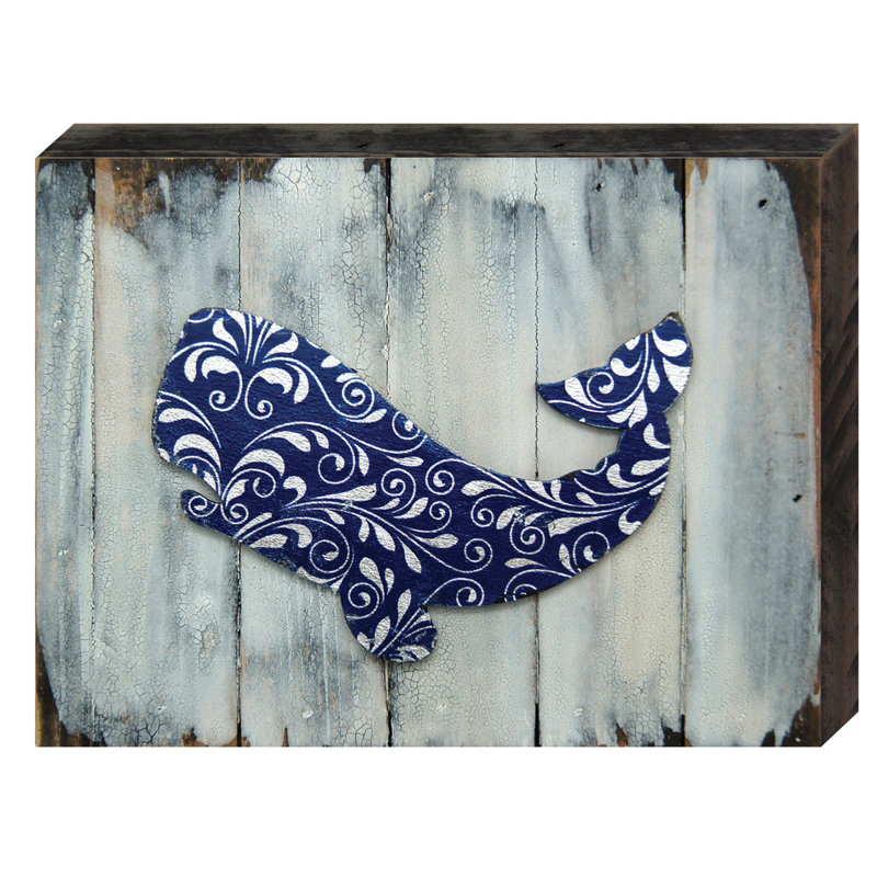 Décoration murale pour planche de bois de baleine nautique nautique, H 6 po x l 8 po x P 1,5 po
