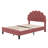 Upholstered Platform Bed With Flower Pattern Headboard