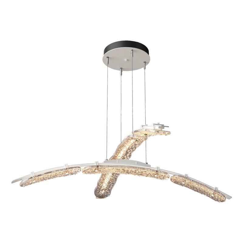 Luminaire suspendu linéaire moderne à 2 lumières Glissade, Blanc