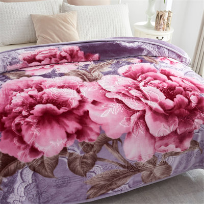 JML 2-Ply Printed Soft Plush Bed Blanket, Korean Style Mink Blanket 5lb