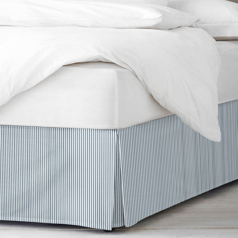 Indigo Cotton Twin Bed Skirt with Split Corners