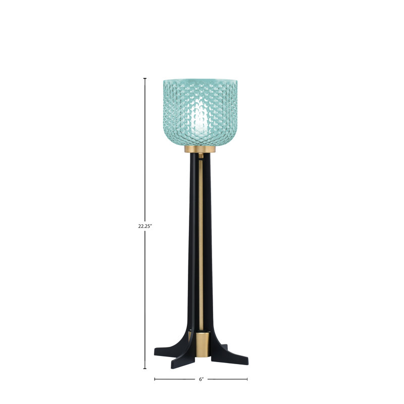 Lampe de table Manyah, Turquoise, Noir mat / laiton nouvel âge