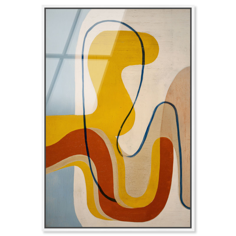 Décoration murale encadrée «Mustard Flow II» par Art Remedy, cadre blanc, 36 x 54, 55"H x 37"W, White Frame