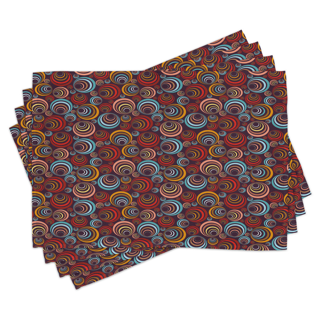 Platzdeckchen 4er-Set, kreisförmige Spiralformen, Multicolor