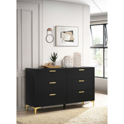 Spacious Rectangular Dresser with Industrial Metal Base