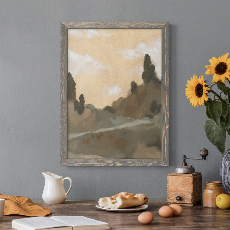 Hillside Walking Path V - Peinture sur toile encadrée, Gris, H 44 po x l 31 po x P 1 po