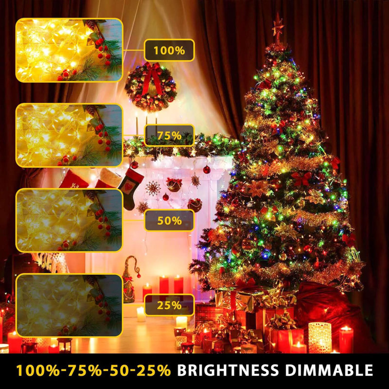 600 LED Colour Changing String Lights Plug In, 168FT Warm White & Multicolor Christmas Lights With 11 Modes Remote, Christmas String Lights Outdoor Waterproof Clear Wire For Tree Xmas Decor