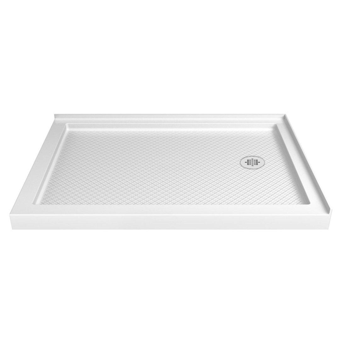 SlimLine 48" W x 36" D Double Threshold Shower Base DreamLine Drain Location: Right, Finish: White