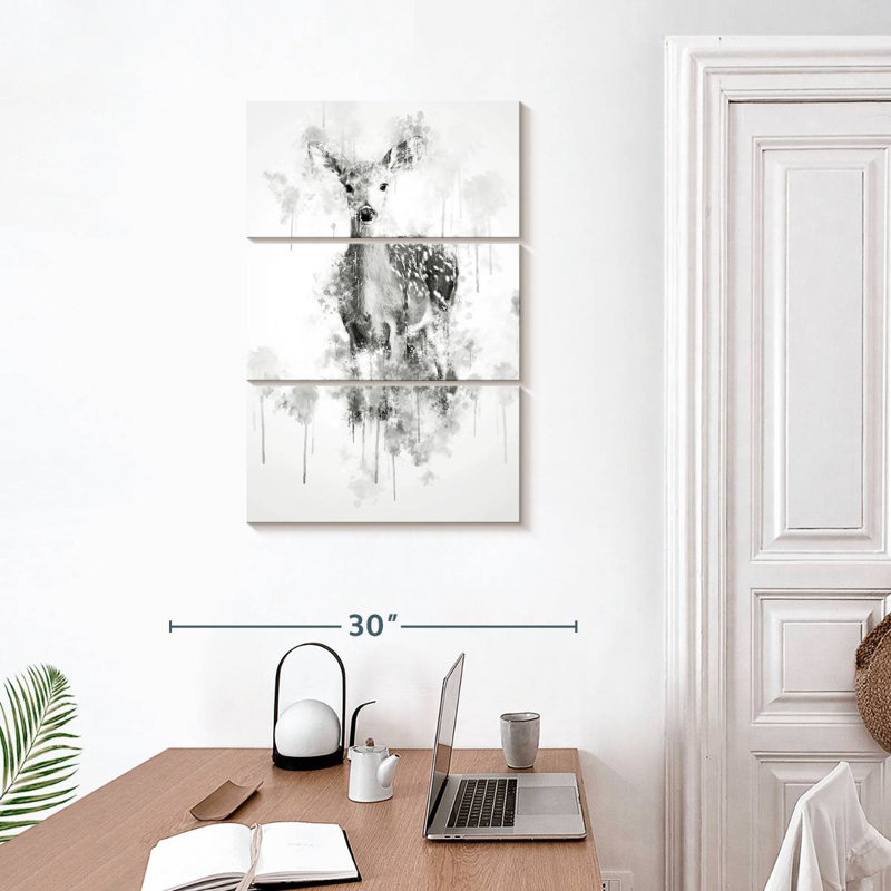 Brampt Deer Black And White, 32" H x 20" W